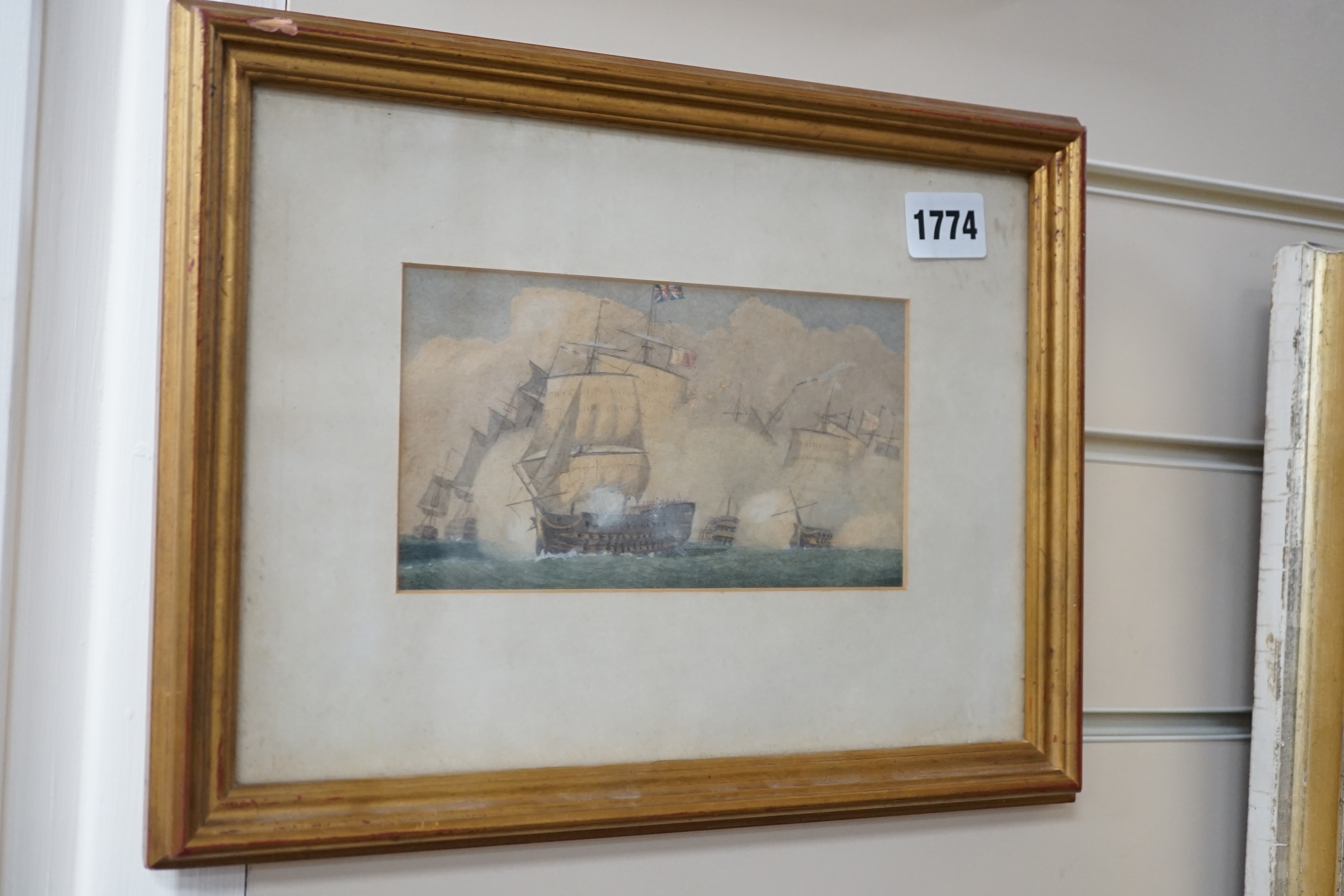 J. W. Ramsey (19th C.), set of three watercolours, Naval Ships, two with ink annotations verso, 9.5 x 16.5cm